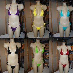 closeout lot of 10 micro,regular and long string thong handmade crochet bikinis